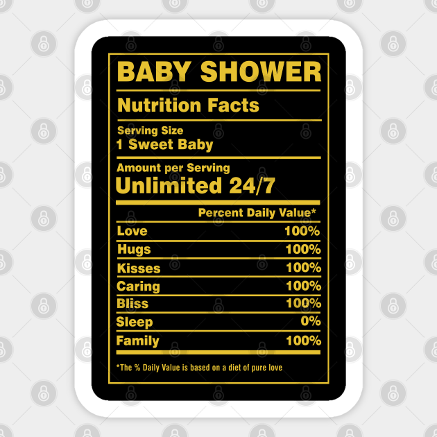 Nutrition Facts Baby Shower Nutrition Facts Baby Shower Sticker